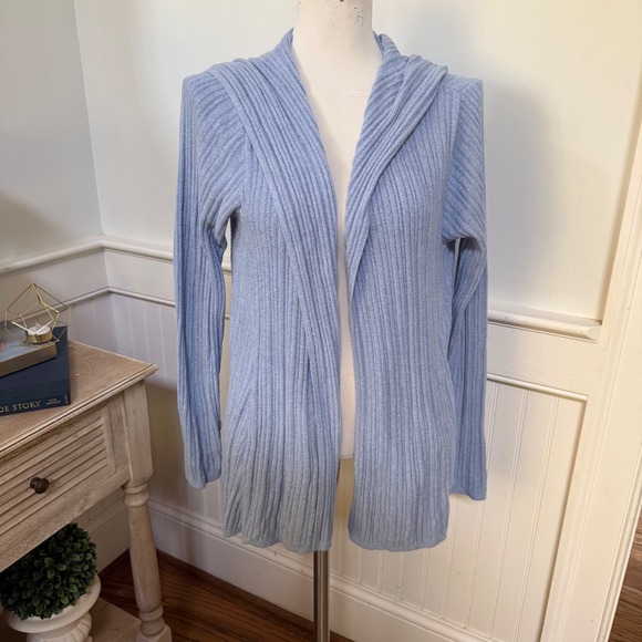 Barefoot Dreams Sweaters - Barefoot Dreams CozyChic Ultra Lite Ribbed Hooded Cardigan Blue Large